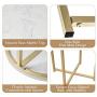 Round Side End Table with Marble Top&Gold Base, Modern Bedside Small Coffee Table for Bedroom Living Room, 16'' D 25'' H