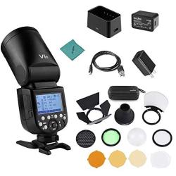 Godox V1C Camera Flash Speedlite Speedlight Round Head Compatible with Canon EOS Series 1500D 3000D 5D Mark LLL 5D Mark ll for Wedding Portrait Studio Photography + Godox AK-R1 Pocket Flash Light Acce