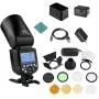 Godox V1C Camera Flash Speedlite Speedlight Round Head Compatible with Canon EOS Series 1500D 3000D 5D Mark LLL 5D Mark ll for Wedding Portrait Studio Photography + Godox AK-R1 Pocket Flash Light Acce