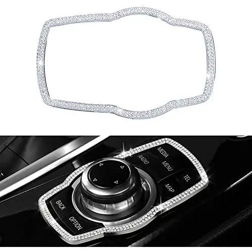 LECART Bling Compatible Multimedia Button Frame Cover for BMW Bling Car Accessories Metal Auto Decal Stickers Car Interior Decoration Parts Trims Fits 1 3 5 7 6GT Series X3 X4 M5 LECART Bling Compatible Multimedia Button Frame Cover for BMW Bling Car Accessories Metal Auto Decal Stickers Car Interior Decoration Parts Trims Fits 1 3 5 7 6GT Series X3 X4 M5