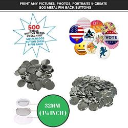 Metal PIN Back Button Parts {500 pcs} - Additional Extra Button Maker Badge Making Machine Pieces - 32MM (1¼ INCH) | 500 Metal Badge Button Shell & pin Back