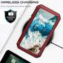 Mangix Compatible with iPhone 12 Case and iPhone 12 Pro Case (2020), Built-in Glass Screen Protector Military Grade Drop Shock Protection Metal Bumper for Apple iPhone 12/12 Pro 6.1'' (Red)