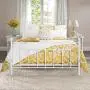 VECELO Full Size Bed Frame, Metal Platform Mattress Foundation/Box Spring Replacement with Headboard Victorian Style, White VECELO Full Size Bed Frame, Metal Platform Mattress Foundation/Box Spring Replacement with Headboard Victorian Style, White
