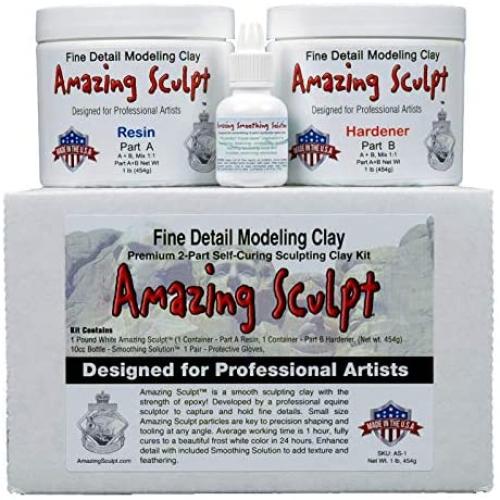 Amazing Sculpt 1 lb White 2-Part Modeling Clay for Sculptors. USA Made.