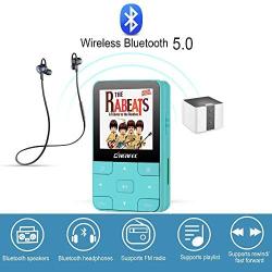 Mp3 Player with Bluetooth 5.0 32GB HiFi Lossless Sound Music Player with Fm Radio,E-Book,Voice Recorder,protable mp3 Music Player with Clip,mp3 Palyer for Sports, Green