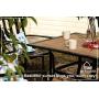 MFSTUDIO 5 Piece Patio Dining Set Metal Patio Armrest Dining Stackable Chairs and Larger Square Table Set, 37'' Square Bistro Table and 4 Backyard Garden Chairs - Umbrella Hole 1.57''