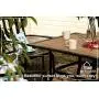 MFSTUDIO 5 Piece Patio Dining Set Metal Patio Armrest Dining Stackable Chairs and Larger Square Table Set, 37'' Square Bistro Table and 4 Backyard Garden Chairs - Umbrella Hole 1.57''