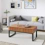 WLIVE Wood Lift Top Coffee Table with Hidden Storage Compartment, Side Drawer and Metal Frame, Lift Tabletop Dining Table for Home, Living Room, Office