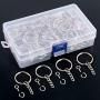 Swpeet 450Pcs 1'' 25mm Sliver Key Chain Rings Kit, Including 150Pcs Keychain Rings with Chain and 150Pcs Jump Ring with 150Pcs Screw Eye Pins Bulk - Plastic Box or Cardboard Box Random Shipments