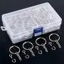 Swpeet 450Pcs 1'' 25mm Sliver Key Chain Rings Kit, Including 150Pcs Keychain Rings with Chain and 150Pcs Jump Ring with 150Pcs Screw Eye Pins Bulk - Plastic Box or Cardboard Box Random Shipments