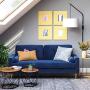VASAGLE Sofa, Couch for Living Room, Velvet Surface, for Apartment, Small Space, Solid Wood Frame, Metal Legs, Easy Assembly, Mid-Century Modern Design, 71.3 x 32.3 x 33.9 Inches, Blue ULCS002Q01