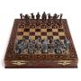 Medieval British Army Antique Copper Metal Chess Set for Adults,Handmade Pieces and Natural Solid Wooden Chess Board with Storage Inside King 3.35inc