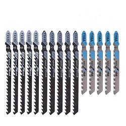 Gunpla 15 Pieces Jig Saw Blades Assorted T244D T144D T118A for Curved and Fast Cuts in Hard and Soft Woods T-Shank Thin Sheet Metal Steel Aluminum Cutting