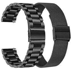 Band Sets for Samsung Galaxy Watch 46mm / Galaxy Watch 3 45mm / Gear S3, TRUMiRR 22mm Solid Stainless Steel Metal + Mesh Loop Strap Quick Release Watchband Replacement for TicWatch Pro 3, Fossil Mens Gen 4 Explorist