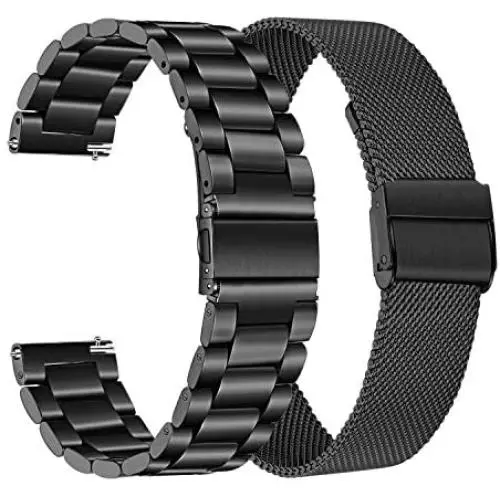 Band Sets for Samsung Galaxy Watch 46mm / Galaxy Watch 3 45mm / Gear S3, TRUMiRR 22mm Solid Stainless Steel Metal + Mesh Loop Strap Quick Release Watchband Replacement for TicWatch Pro 3, Fossil Mens Gen 4 Explorist