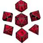 Bememo Polyhedral Metal Dices Set Zinc Alloy with Enamel Solid Metal for DND Game, Tabletop RPG, Dungeons and Dragons, Math Teaching, 7 Pieces Dice Set with Black Velvet Bag (Black Nickel Red)