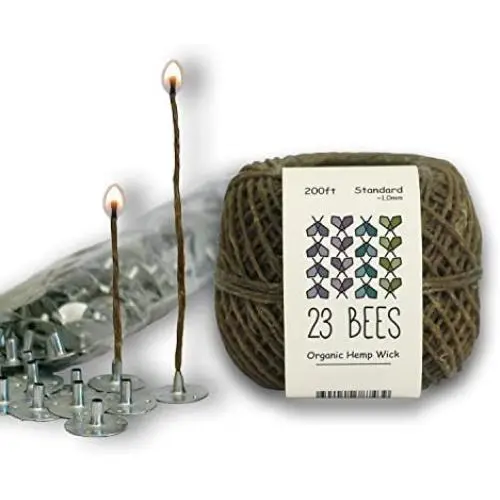 100% Organic Hemp Candle Wick + Wick Sustainer Tabs, 23 Bees (200ft(Standard) x 200pcs) 100% Organic Hemp Candle Wick + Wick Sustainer Tabs, 23 Bees (200ft(Standard) x 200pcs)