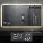 BYECOLD Horizontal Vanity Bathroom Mirror with Dimmable LED Light Touch Switch Demister Weather Forecast Lighted Makeup Mirror Wall Mirror-47.2x 23.6 BYECOLD Horizontal Vanity Bathroom Mirror with Dimmable LED Light Touch Switch Demister Weather Forecast Lighted Makeup Mirror Wall Mirror-47.2x 23.6