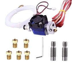 Kee Pang All-Metal V6 J-Head Hotend Extruder Hotend kit with 2 pcs Stainless Steel Nozzle Throat + 5 Pcs Brass Printer Nozzles for E3D V6 Makerbot RepRap 3D Printers