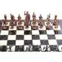 Historical Antique Copper Rome Figures Metal Chess Set for Adults, Handmade Pieces and Marble Design Wood Chess Board King 4.3 inc