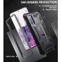 Poetic Spartan Series Designed for Samsung Galaxy S20 Case, Full-Body Rugged Dual-Layer Metallic Color Accent Premium Leather Texture Shockproof Protective Cover with Kickstand, Metallic Gun Metal