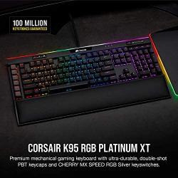 Corsair K95 RGB Platinum XT Mechanical Gaming Keyboard, Backlit RGB LED, Cherry MX Speed RGB Silver, Black (CH-9127414-NA)