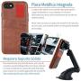 Dockem iPhone SE 2, iPhone 8/7 Wallet Case with Built-in Metal Plate for Magnetic Mounting & 2 Credit Card Holder Slots (M2, Brown, Exec Smooth Synthetic Leather)