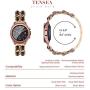 Tensea Metal Band Leather Loop Compatible with Galaxy Watch 3 41mm / Active 2 44 / 40mm and Samsung Galaxy Watch 42mm, Cute Bracelet Quick Release Band Replacement, Chain Wristband with Leather Strap ( Rose Gold-Black )