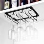 DEFWAY Wine Glass Rack - 2 Pack Under Cabinet Stemware Wine Glass Holder Glasses Storage Hanger Metal Organizer for Bar Kitchen Black