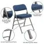 Flash Furniture HERCULES Series Premium Curved Triple Braced & Double Hinged Navy Fabric Metal Folding Chair