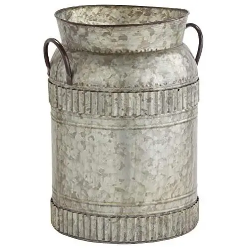 Amazon Brand – Stone & Beam Vintage Metal Milk Planter, 14.6''H, Galvanized