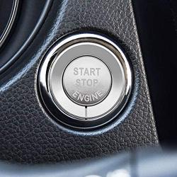 Ceyes Silver Engine Start Stop Button Cover + Ring Ignition Start Button Ignition Switch Button Metal Sticker Push to Start Button Switch Cover Trim for Nissan Qashqai X-Trail Rogue for Infiniti