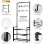 HOMEKOKO Entryway Hall Tree Storage Shelf, Coat Rack Shoe Bench, Wood Look Accent Furniture with Metal Frame, 3 in 1 Design HOMEKOKO Entryway Hall Tree Storage Shelf, Coat Rack Shoe Bench, Wood Look Accent Furniture with Metal Frame, 3 in 1 Design