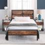 VECELO Twin Bed Frame Metal Platform with Wooden Headboard & Footboard Mattress Foundation Strong Metal Slats Support No Box Spring Replacement/Easy Assemble