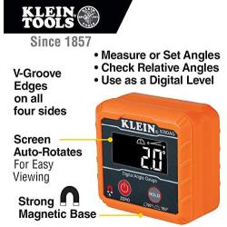 Klein Tools 935DAG Digital Electronic Level and Angle Gauge, Measures 0 - 90 and 0 - 180 Degree Ranges, Measures and Sets Angles