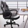 Furmax Office Desk Leather Gaming, High Back Ergonomic Adjustable Racing Task Swivel Executive Computer Chair Headrest and Lumbar Support (Black)