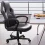 Furmax Office Desk Leather Gaming, High Back Ergonomic Adjustable Racing Task Swivel Executive Computer Chair Headrest and Lumbar Support (Black)