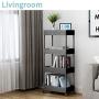 Slim Storage Cart 4 Tier Shelf Rolling Cart Storage Shelves Corner Organizer Metal Storage Racks (Black)