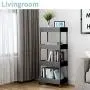 Slim Storage Cart 4 Tier Shelf Rolling Cart Storage Shelves Corner Organizer Metal Storage Racks (Black) Slim Storage Cart 4 Tier Shelf Rolling Cart Storage Shelves Corner Organizer Metal Storage Racks (Black)