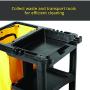 Rubbermaid Commercial Traditional Janitorial 3-Shelf Cart, Wheeled with Zippered Yellow Vinyl Bag, Black, FG617388BLA