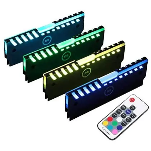 DS RGB RAM Shell Memory Glowing Heatsink for Computer, LED Cooling Vest Fin Heat Sink with Controller for DDR3 DDR4 (4 Pack, M Series) DS RGB RAM Shell Memory Glowing Heatsink for Computer, LED Cooling Vest Fin Heat Sink with Controller for DDR3 DDR4 (4 Pack, M Series)
