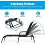 Giantex 2 Pcs Outdoor Chaise Lounge Chair, Adjustable Reclining Lounge Chairs Patio Furniture, Backyard Lawn Sling Chaise w/Adjustable Back, Folding Recliners for Beach Yard Pool (Black) Giantex 2 Pcs Outdoor Chaise Lounge Chair, Adjustable Reclining Lounge Chairs Patio Furniture, Backyard Lawn Sling Chaise w/Adjustable Back, Folding Recliners for Beach Yard Pool (Black)
