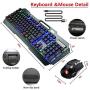 Wireless Keyboard and Mouse,Rainbow LED Backlit Rechargeable Keyboard Mouse with 3800mAh Battery Metal Panel,Mechanical Feel Keyboard and 7 Color Gaming Mute Mouse for Windows Computer Gamers（Rainbow）