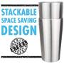 Real Deal Steel Stainless Pint Glasses - Double Wall Vacuum Insulated Metal Beer Cups to Keep Drinks Cold or Hot - Set of 4 Rimless, Stackable, Unbreakable, Sweat Free Tumblers (Stainless Steel)