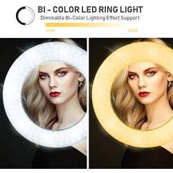 LimoStudio 14 inch Diameter Dimmable Continuous Round LED Ring Light, Beauty Facial Shoot, Smartphone, Youtube, Vine Self-Portrait, Light Stand Tripod, Camera Mount Adapter, Photo Studio, AGG2203