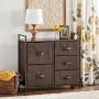 mDesign Wide Dresser Storage Tower - Sturdy Steel Frame, Wood Top, Easy Pull Fabric Bins - Organizer Unit for Bedroom, Hallway, Entryway, Closets - Textured Print, 5 Drawers - Espresso Brown