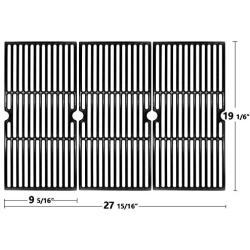 Hongso 19 1/16 Inch Porcelain Coated Cast Iron Cooking Grate Grid Grill Replacement for Brinkmann 810-1750-S, 810-1751-S, 810-3551-0 Gas Grill Models, BBQ Grill Grates, Set of 3 (PCB006)