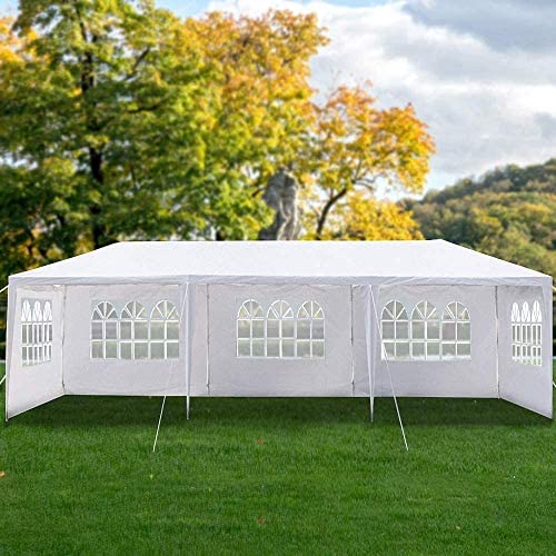 Heavy Duty Canopy Event Tent-10x30 Outdoor White Gazebo Party Wedding Tent, Sturdy Steel Frame Shelter w/5 Removable Sidewalls Waterproof Sun Snow R Heavy Duty Canopy Event Tent-10x30 Outdoor White Gazebo Party Wedding Tent, Sturdy Steel Frame Shelter w/5 Removable Sidewalls Waterproof Sun Snow R