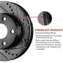 For Nissan Armada, Titan R1 Concepts eLine Front Rear Black Drill Slot Brake Rotors Kit + Ceramic Pads
