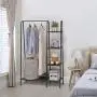 Finnhomy Metal Clothes Garment Rack with 4-Tier Wood Storage Shelves Heavy Duty Accent Furniture for Hanging Clothes/Folding Clothes/ Shoes/ Decors, Freestanding Closet Organizer for Bedroom/ Entryway / Boutiques, Matte Black Finnhomy Metal Clothes Garment Rack with 4-Tier Wood Storage Shelves Heavy Duty Accent Furniture for Hanging Clothes/Folding Clothes/ Shoes/ Decors, Freestanding Closet Organizer for Bedroom/ Entryway / Boutiques, Matte Black